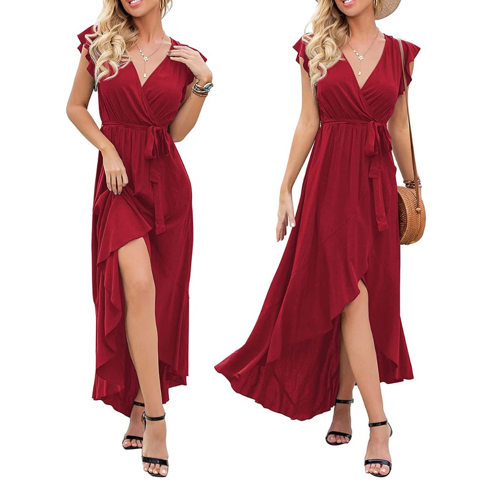 Acheter Robe longue rouge bohème femme