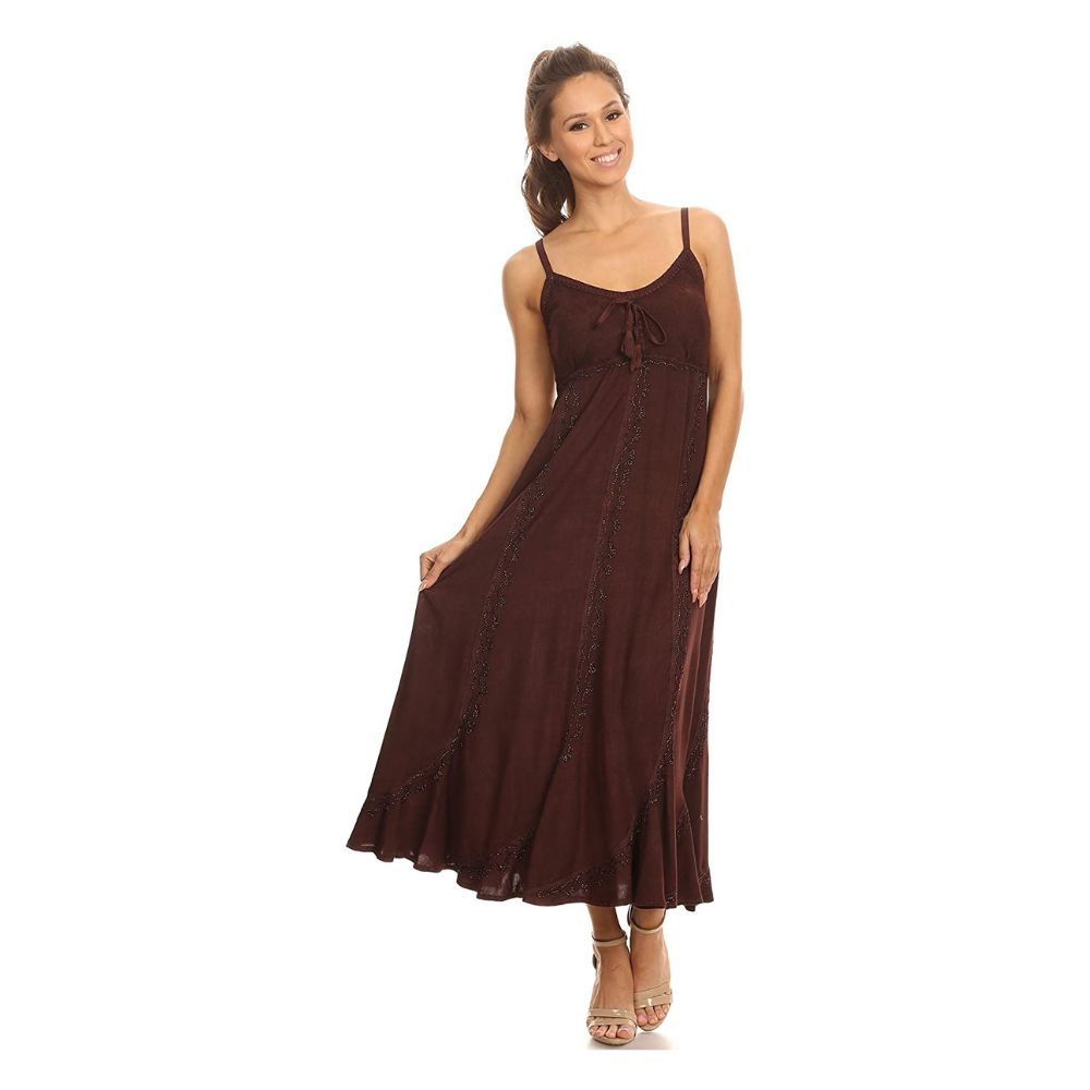 Robe longue marron chocolat femme chic